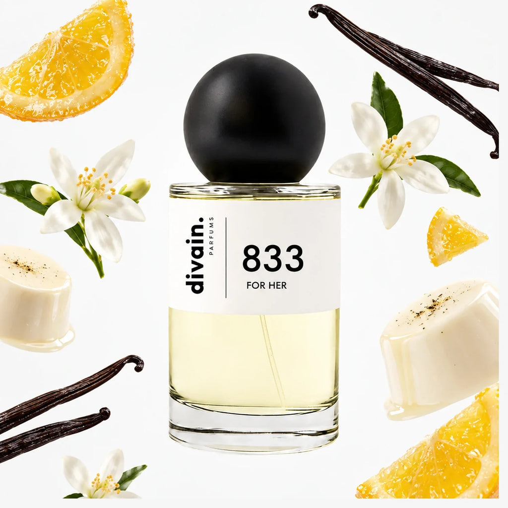 divain. 833, perfume inspirado en Devotion de Dolce & Gabbana, frasco de 100 ml