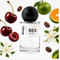 divain. 883, perfume inspirado en Black Opium Over Red de YSL, frasco de 100 ml