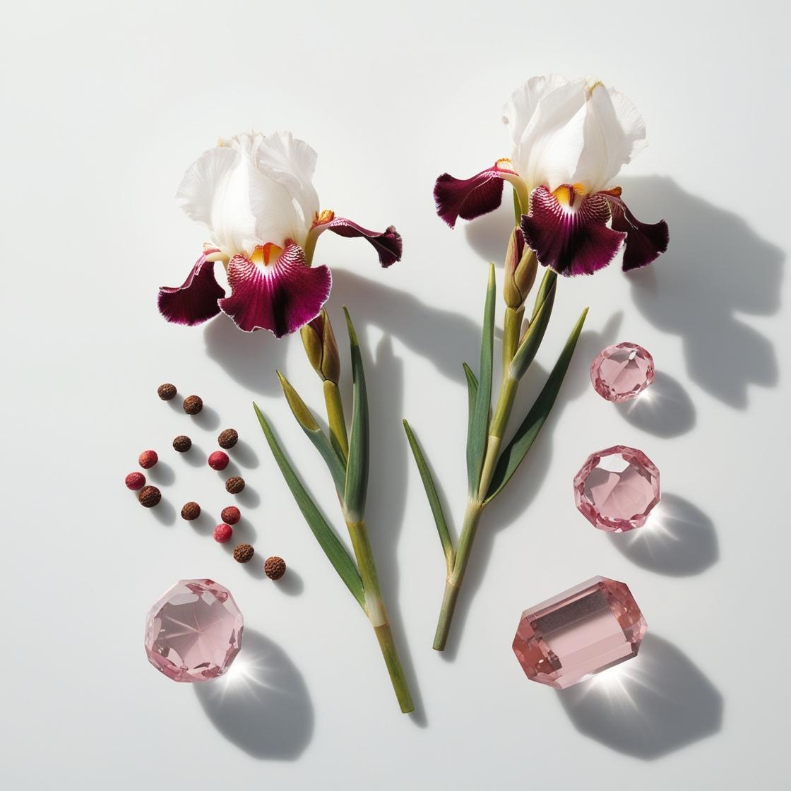 Iris y rosa, notas olfativas del perfume contratipo divain.953